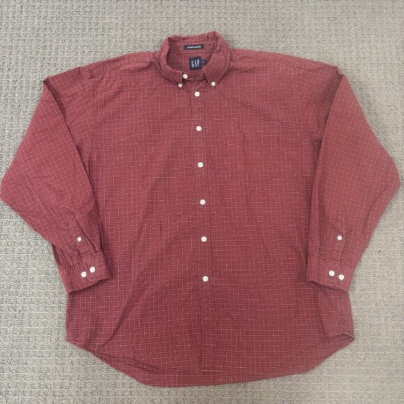 Vintage Gap Shirt Cotton Poplin Long Sleeve Collar Gingham Plaid Classic Oxford - Picture 1 of 10